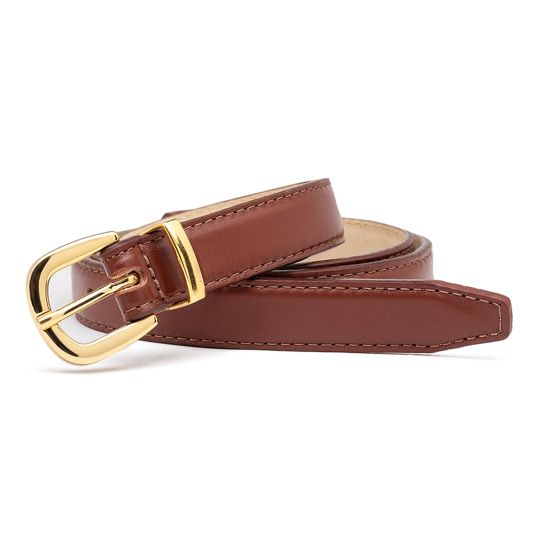 Cinto Feminino Fino Casual em Couro Legitimo Elegante Com Costura