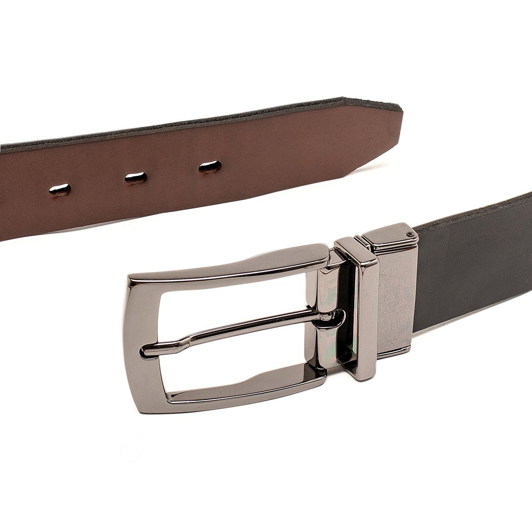 CINTO SOCIAL MASCULINO DUPLA FACE EM COURO LEGITIMO Marrom 4