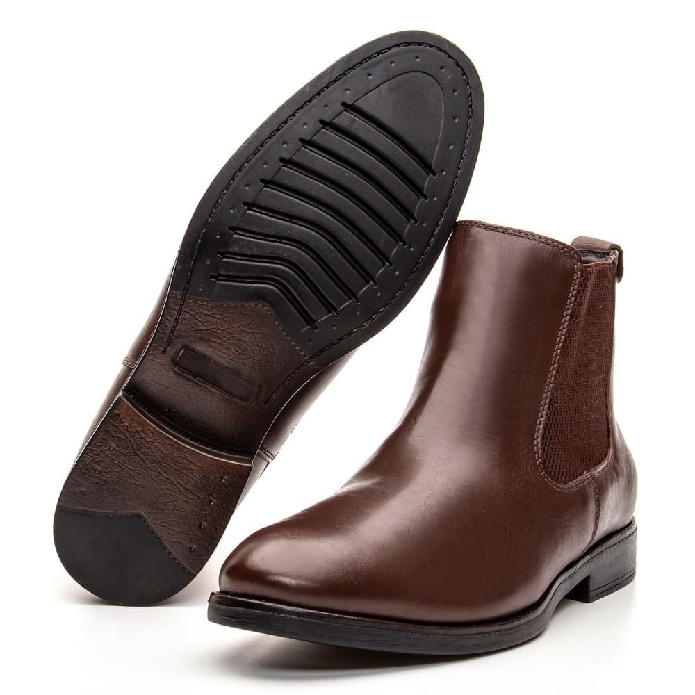 Bota Masculina em Couro Chelsea Houston Marrom Clube do Sapato de Franca Marrom 4