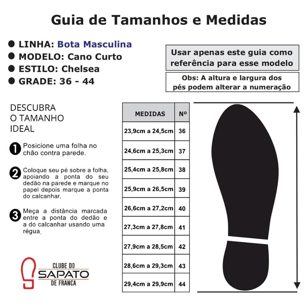 Bota Masculina em Couro Chelsea Houston Marrom Clube do Sapato de Franca Marrom 5