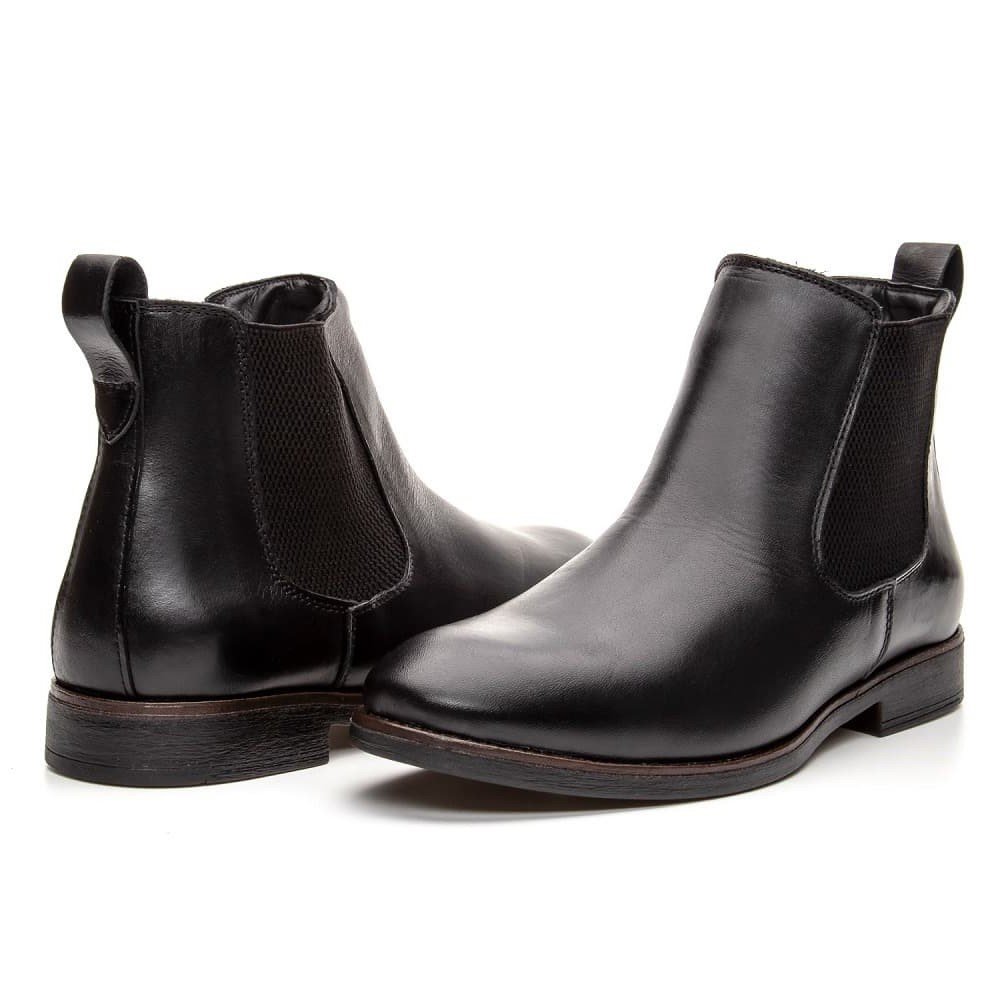 Bota Masculina de Couro Chelsea Houston Preta Clube do Sapato de Franca Preto 3