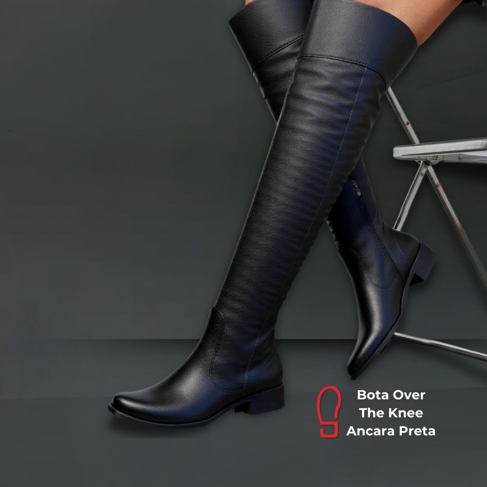 Bota Over The Knee Peccato Ancara Preta Clube do Sapato de Franca Preto 7