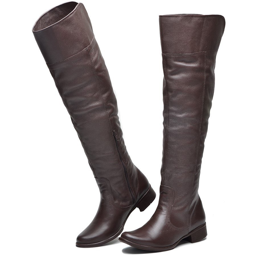 Bota Feminina Over Couro Peccato Ancara Café Clube do Sapato de Franca Marrom 2