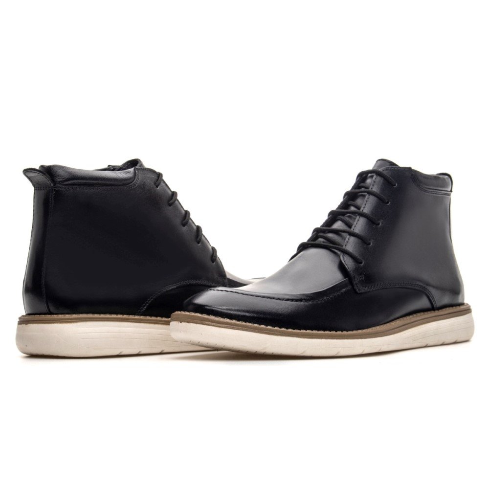 Bota Masculina Couro Preta Oxford Hampton Clube do Sapato de Franca Preto 2