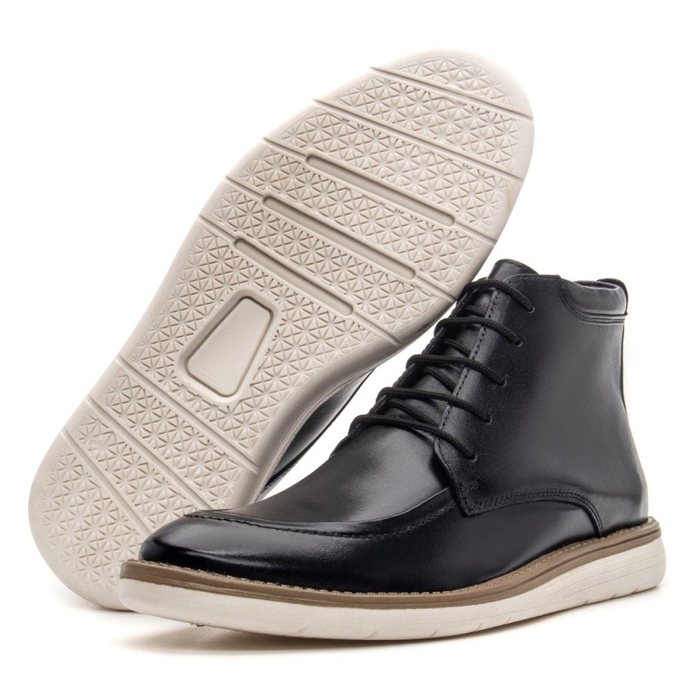 Bota Masculina Couro Preta Oxford Hampton Clube do Sapato de Franca Preto 5