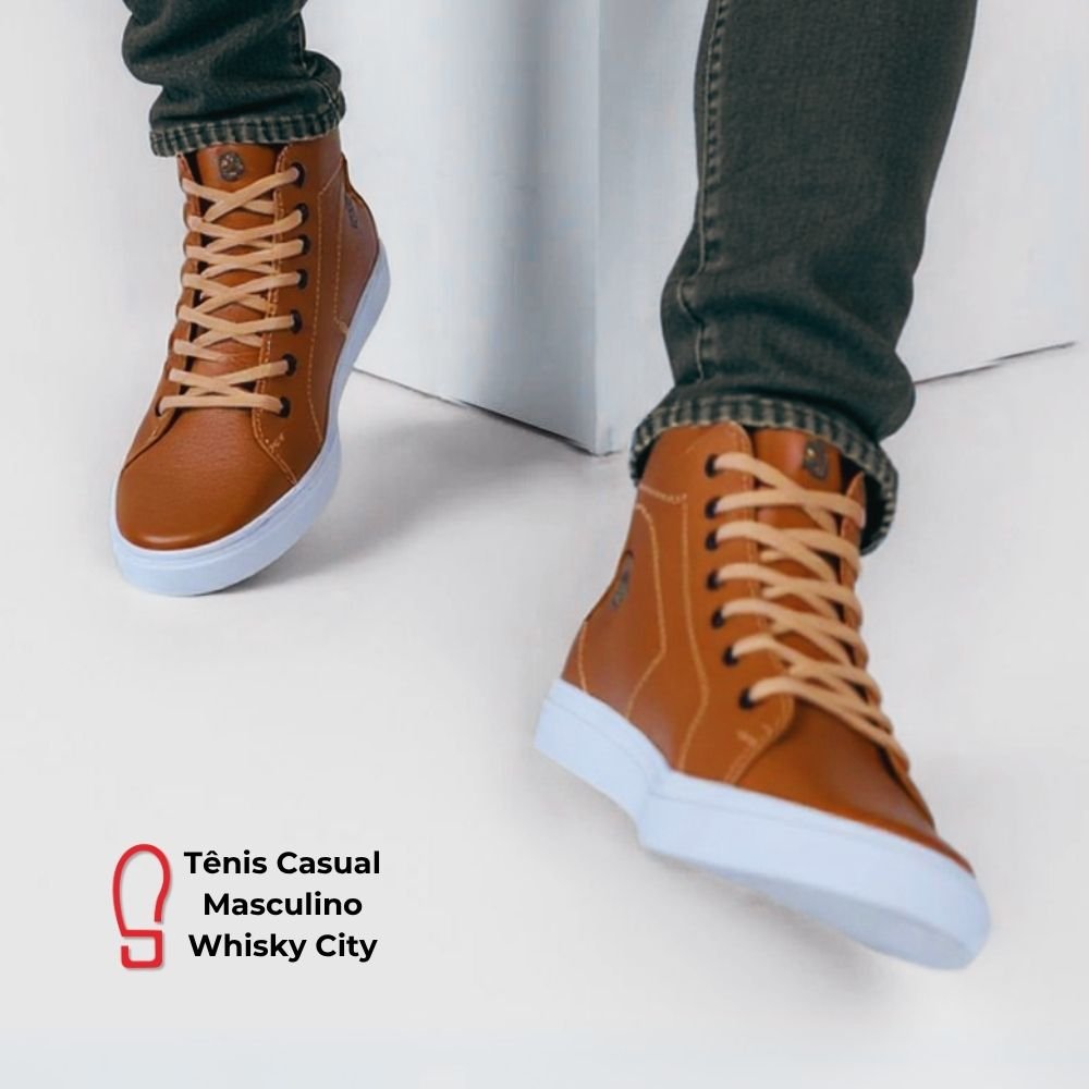 Tênis Casual Masculino Whisky City Clube do Sapato de Franca Marrom 7