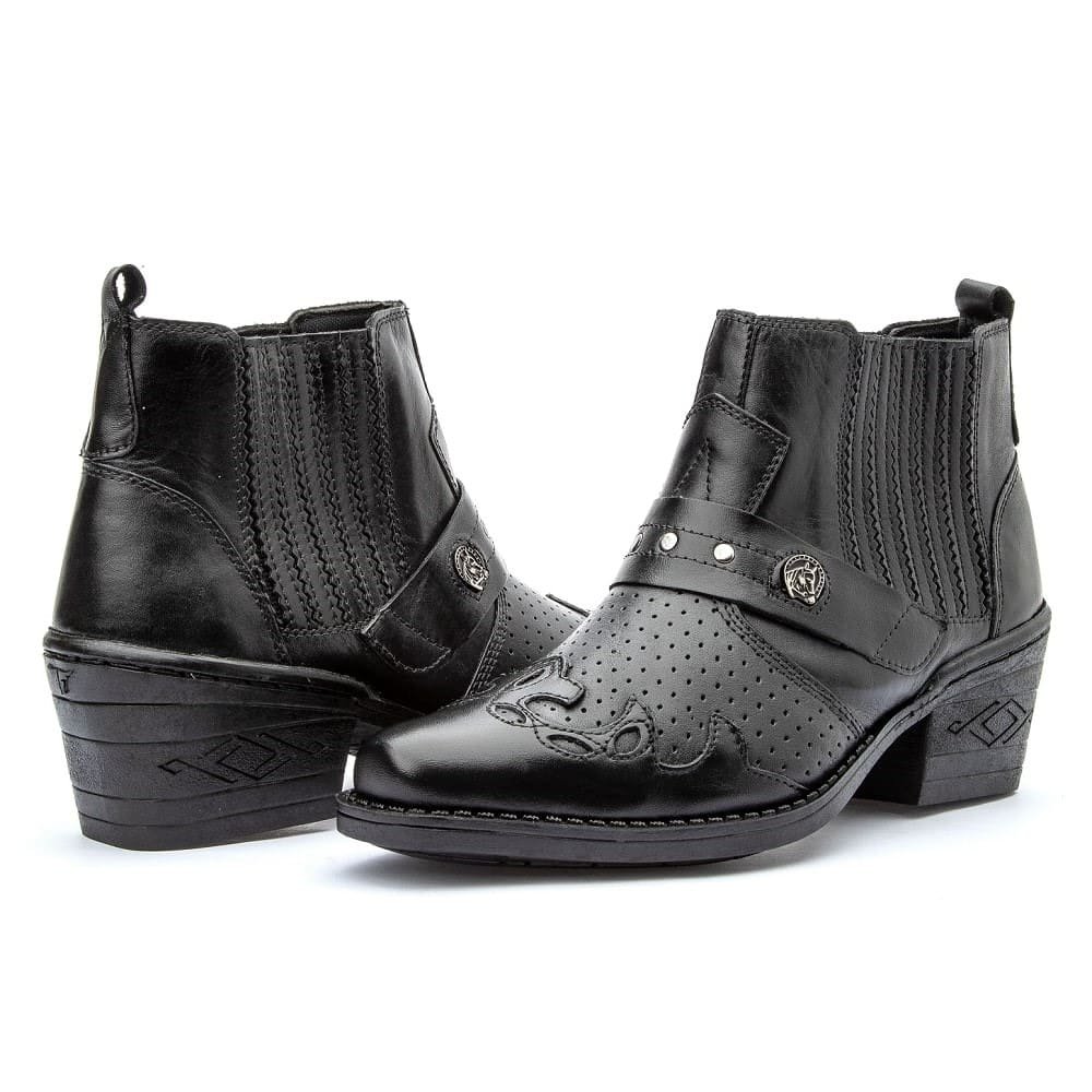 Botina Western Masculina Texan Austin Preta | Clube do Sapato de Franca Preto 3