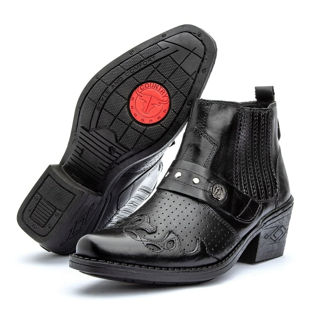 Botina Western Masculina Texan Austin Preta | Clube do Sapato de Franca Preto 4
