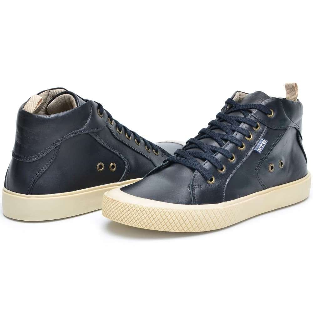 Botas Masculinas Pretas Estilo Tênis de Couro Urban| Clube do Sapato de Franca Preto 4