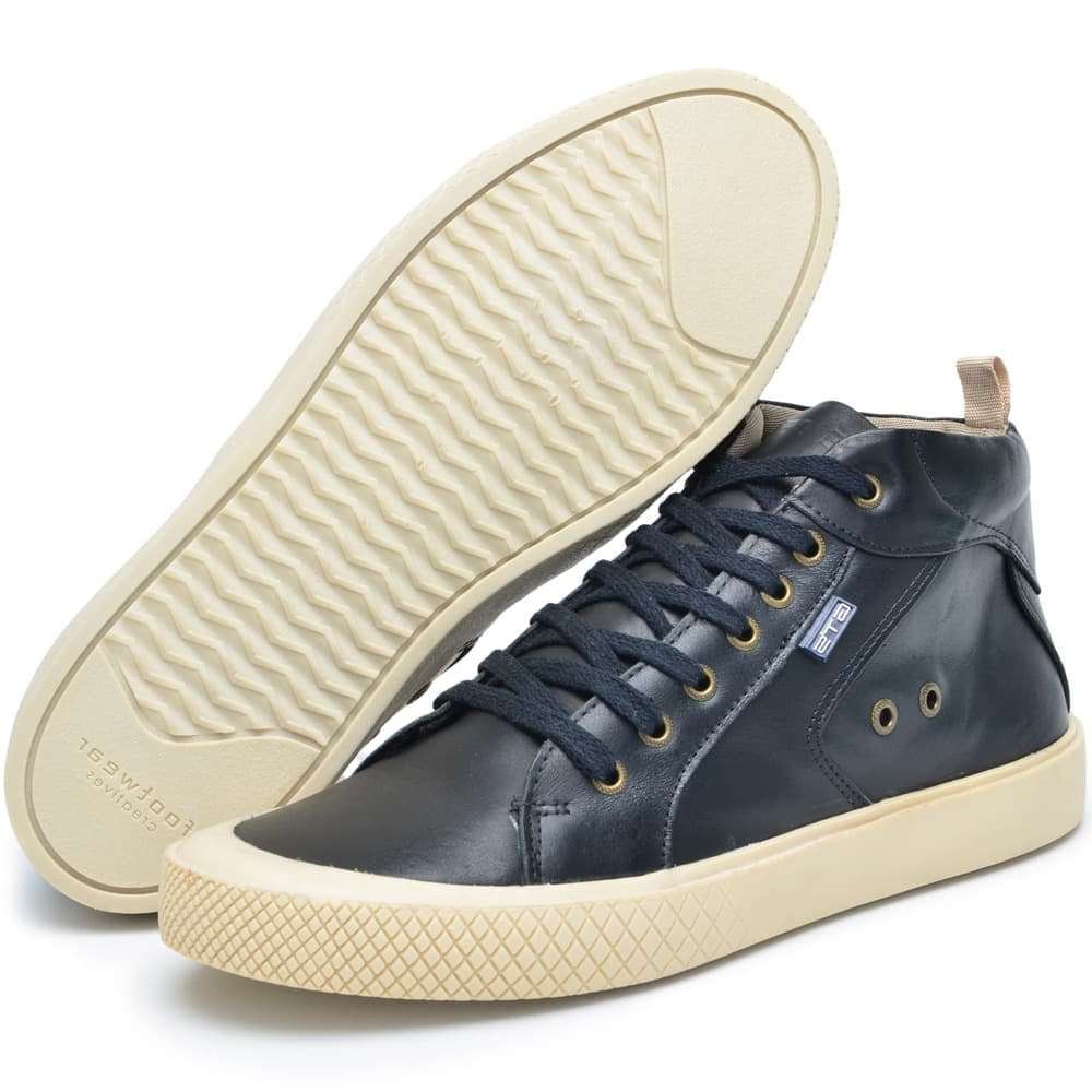 Botas Masculinas Pretas Estilo Tênis de Couro Urban| Clube do Sapato de Franca Preto 5