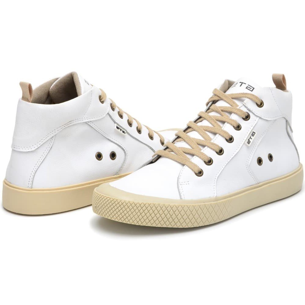 Tênis Masculino Couro Branco Cano Alto Urban Clube do Sapato de Franca Branco 4