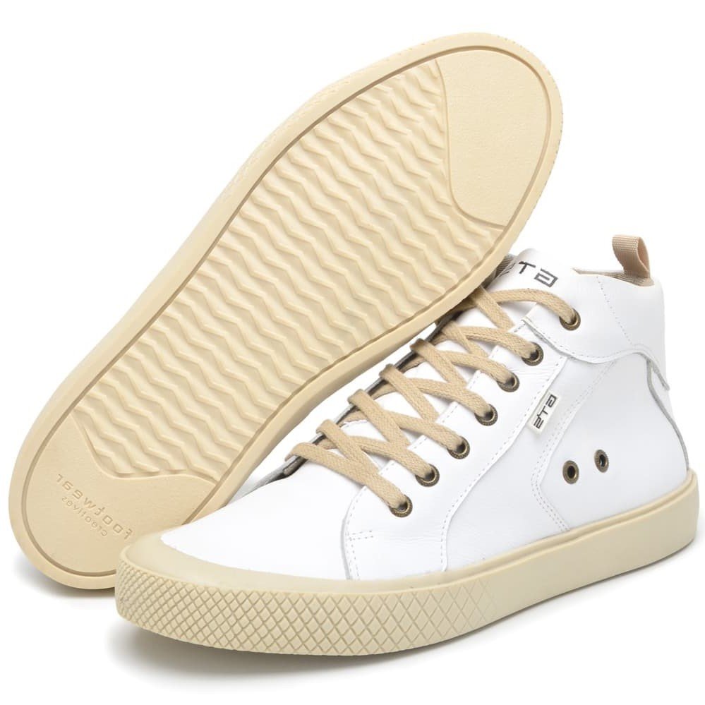 Tênis Masculino Couro Branco Cano Alto Urban Clube do Sapato de Franca Branco 5