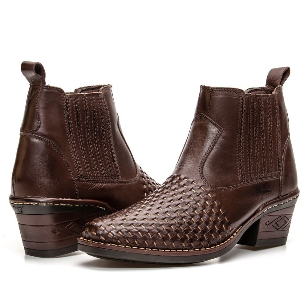 Botinas Western Tresse Texan West Café | Clube do Sapato de Franca Marrom 3