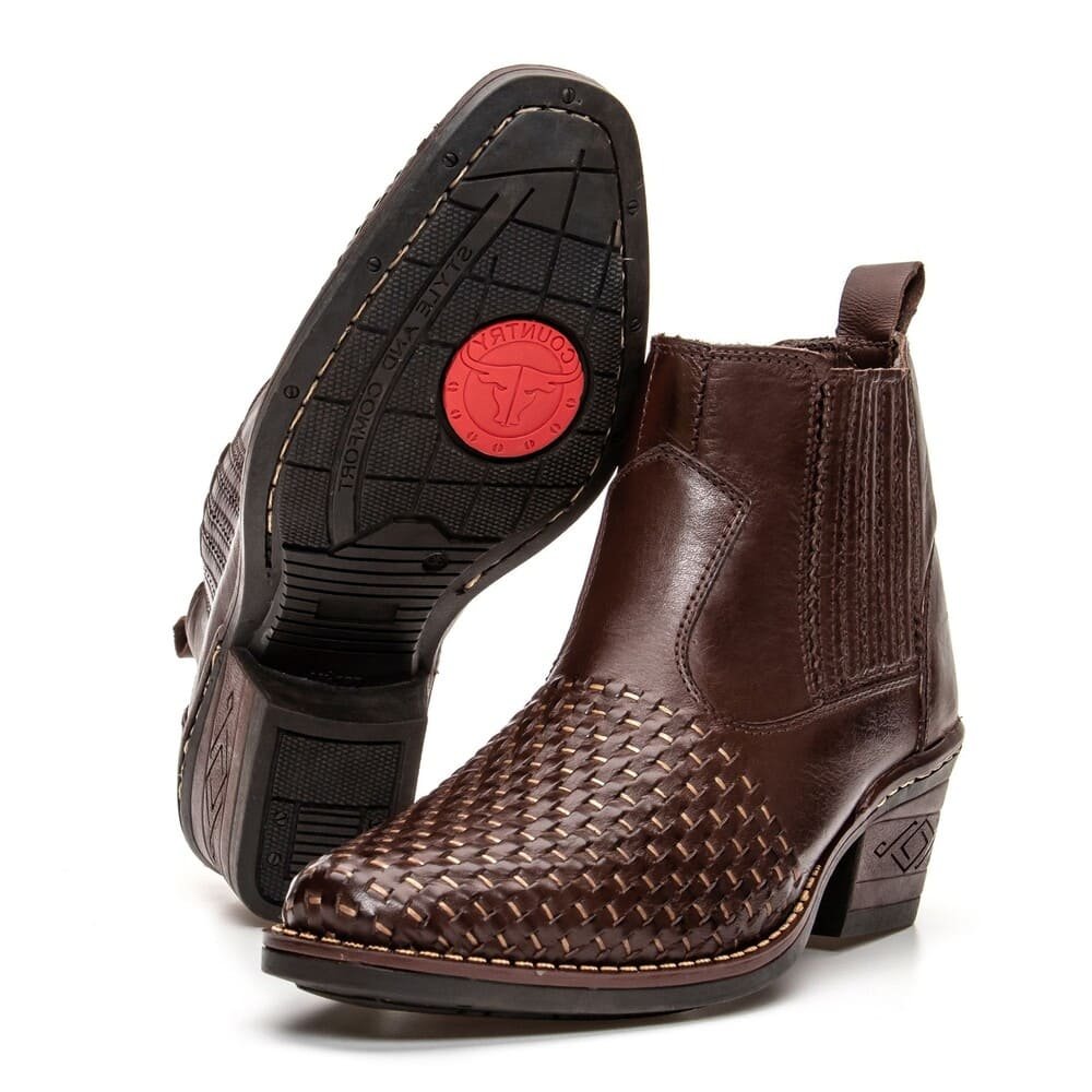 Botinas Western Tresse Texan West Café | Clube do Sapato de Franca Marrom 4