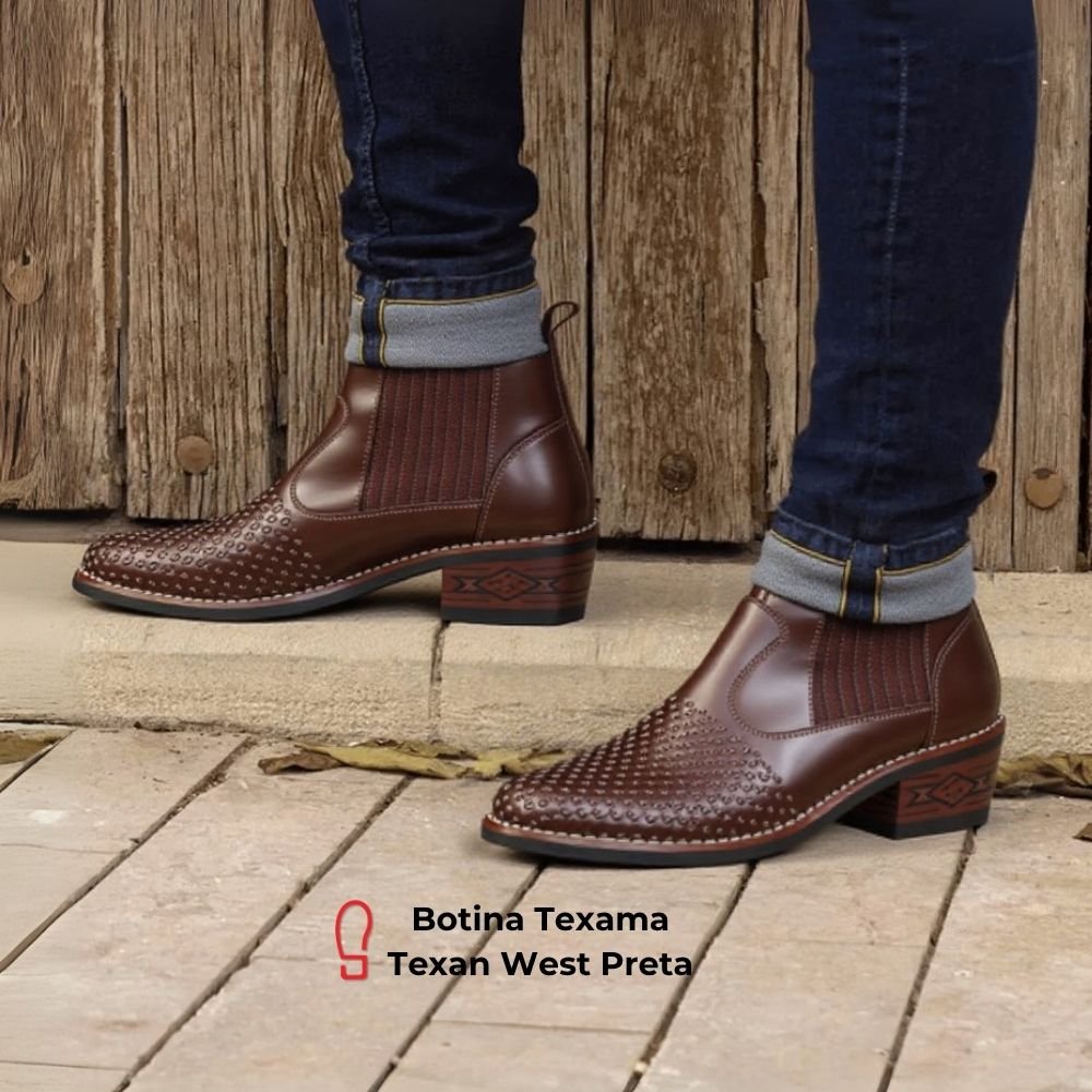 Botinas Western Tresse Texan West Café | Clube do Sapato de Franca Marrom 6
