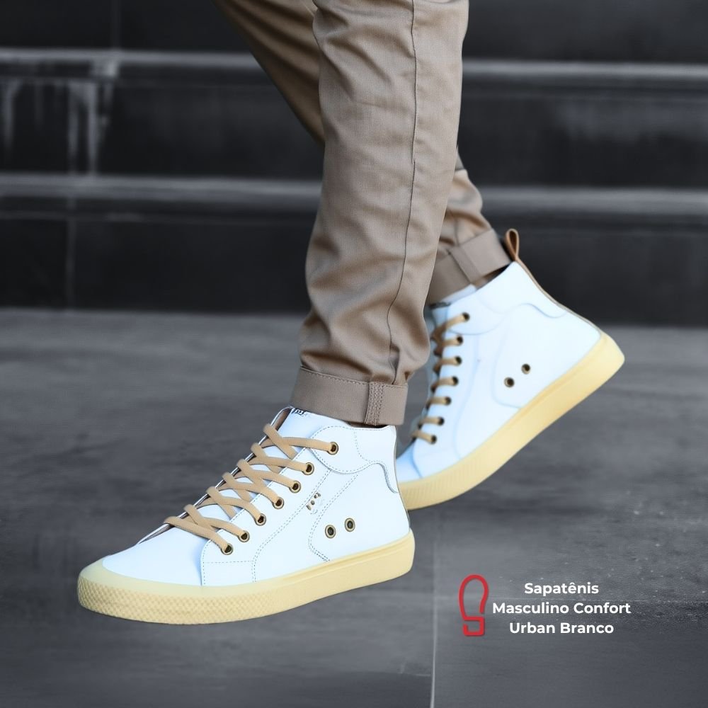 Sapatênis Masculino Confort Branco Urban | Clube do Sapato de Franca Branco 9