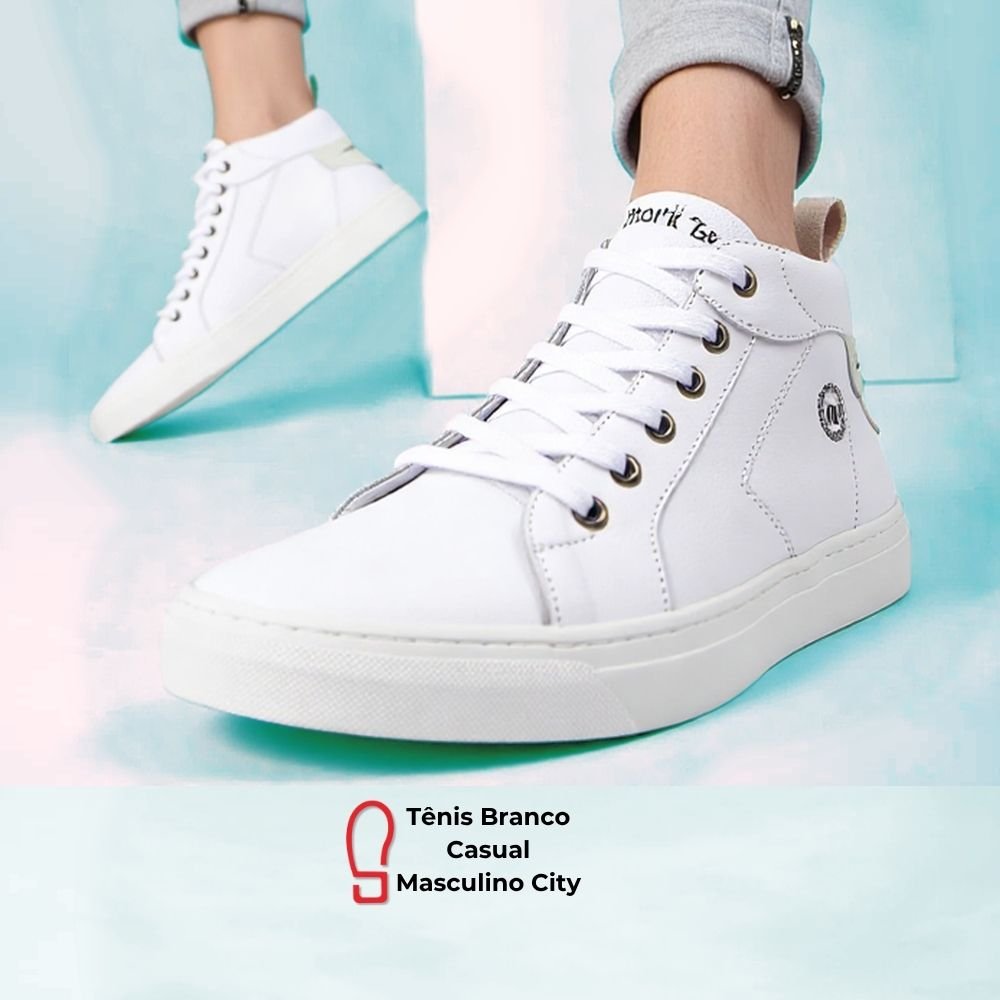 Tênis Branco Casual Masculino City Clube do Sapato de Franca Branco 7