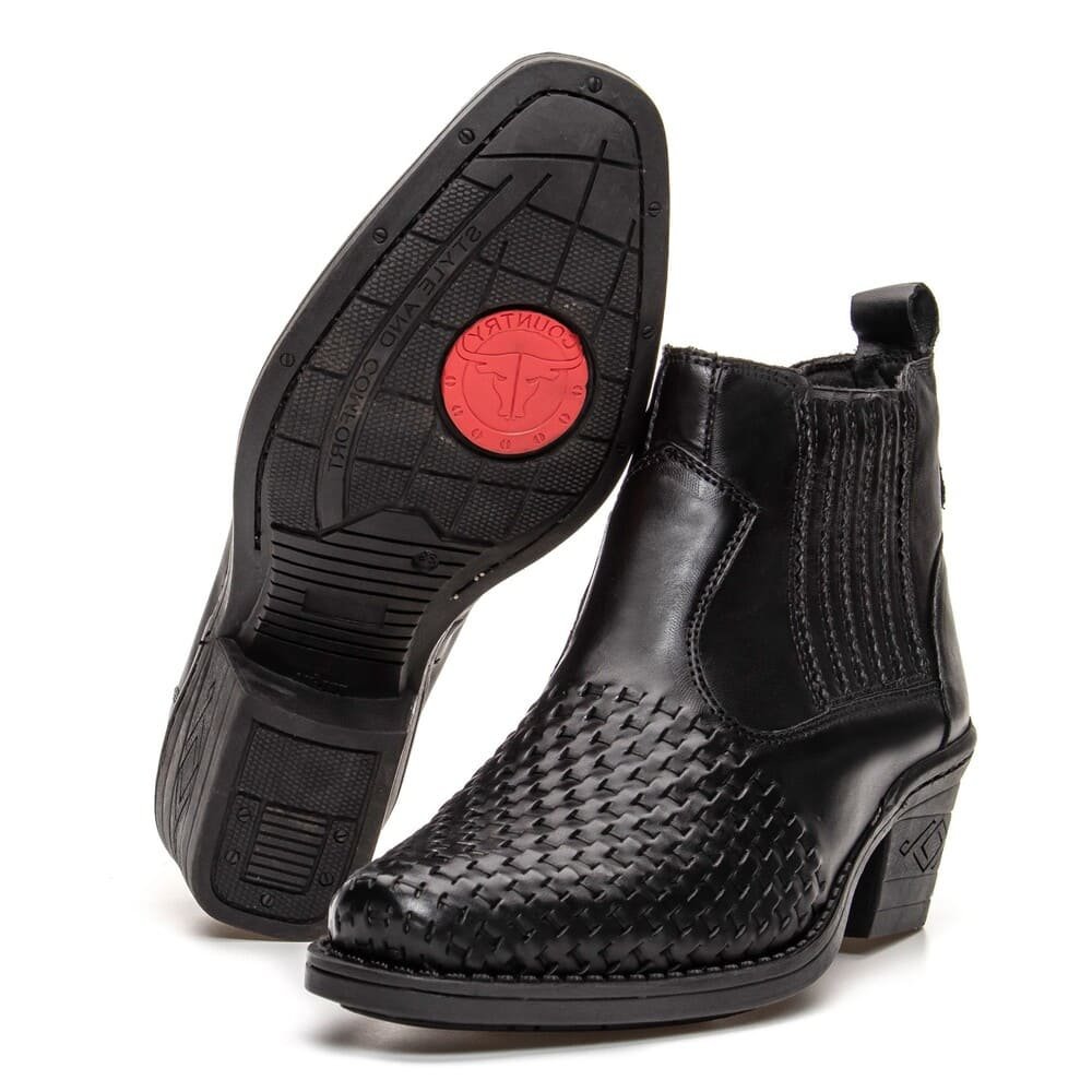 Botas Country Masculina Texan West Preta | Clube do Sapato de Franca Preto 4