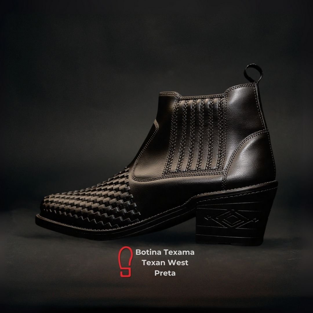 Botas Country Masculina Texan West Preta | Clube do Sapato de Franca Preto 6