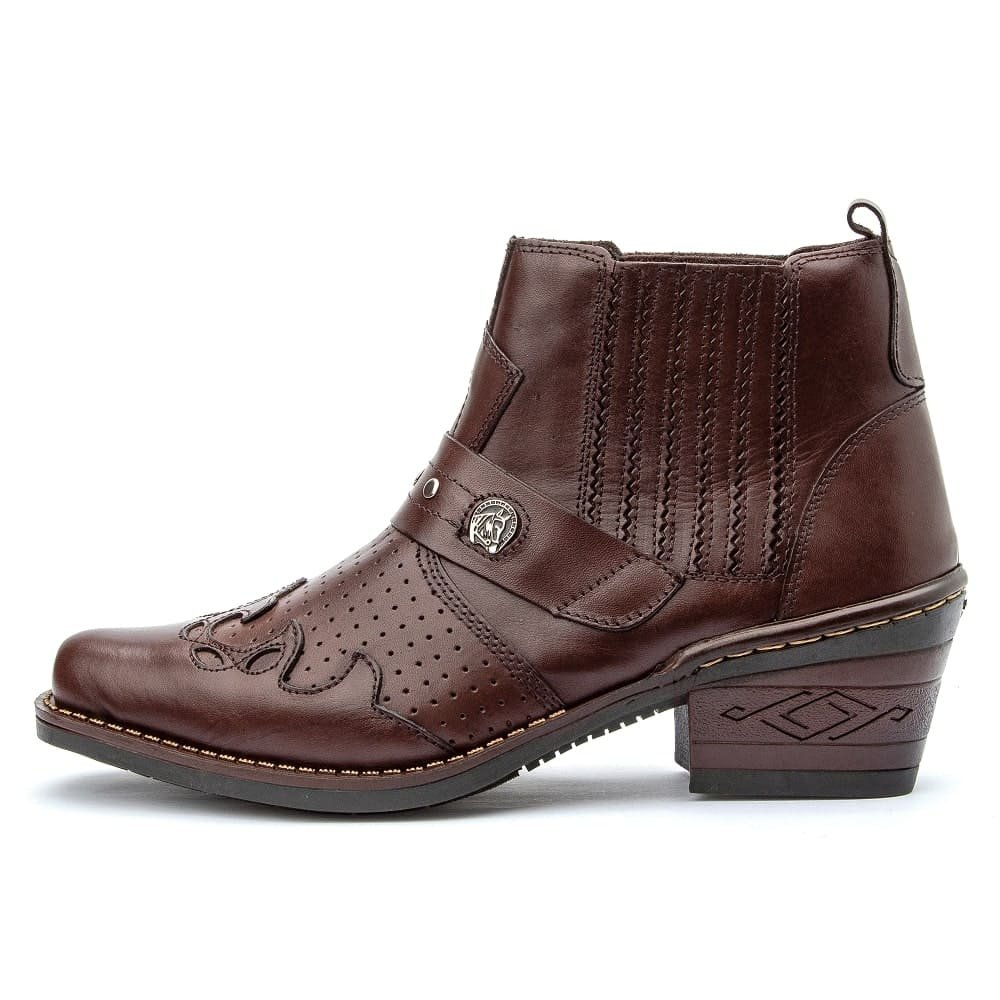 Bota Masculina Texana Couro Texan Austin Café | Clube do Sapato de Franca Marrom 2