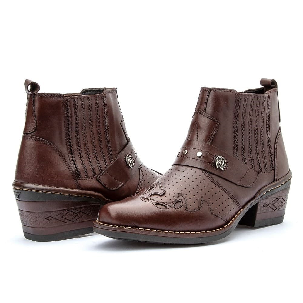 Bota Masculina Texana Couro Texan Austin Café | Clube do Sapato de Franca Marrom 3