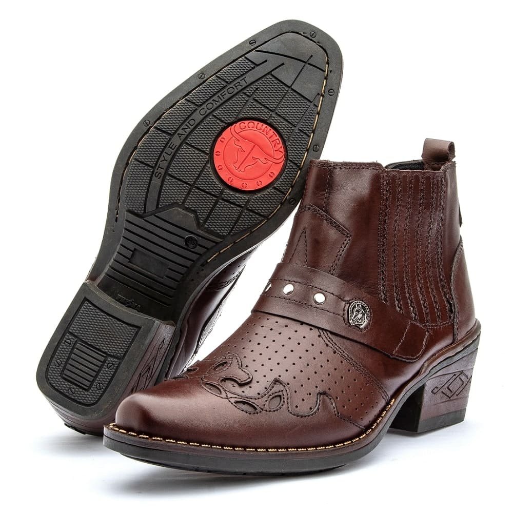 Bota Masculina Texana Couro Texan Austin Café | Clube do Sapato de Franca Marrom 4