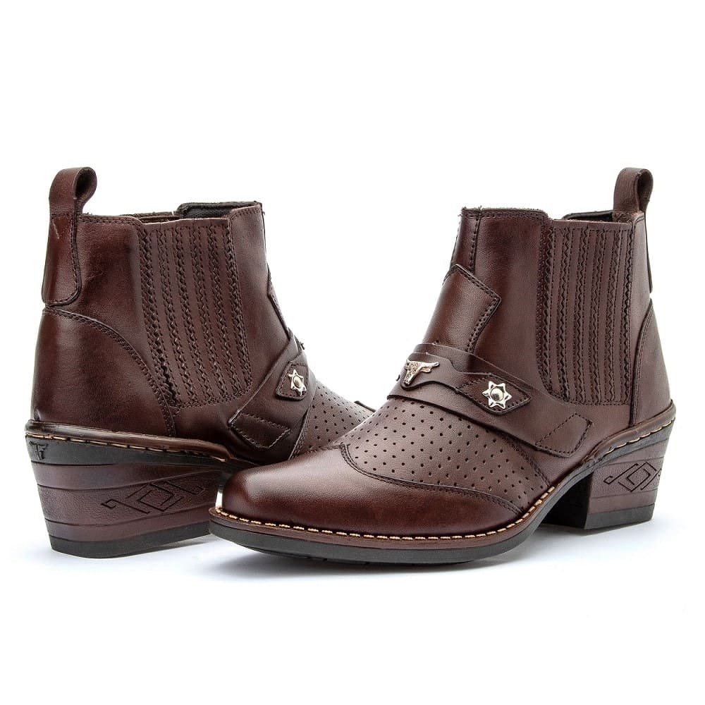 Botas Masculinas Country Texan Bull Café | Clube do Sapato de Franca Marrom 3
