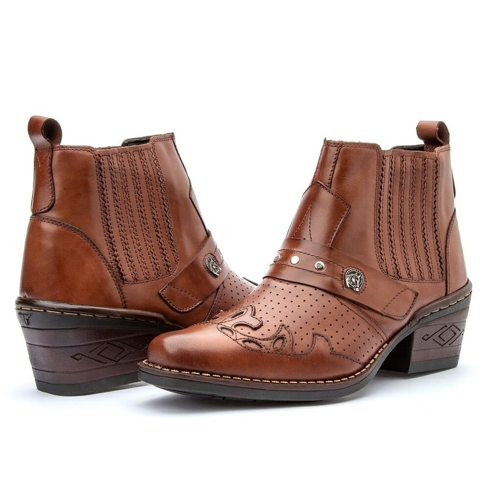 Botinas de Cowboy Masculina Texan Austin Whisky | Clube do Sapato de Franca Marrom 5