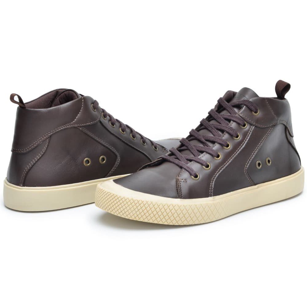 Botas Masculinas em Couro Estilo Tênis Urban Café | Clube do Sapato de Franca Marrom 4