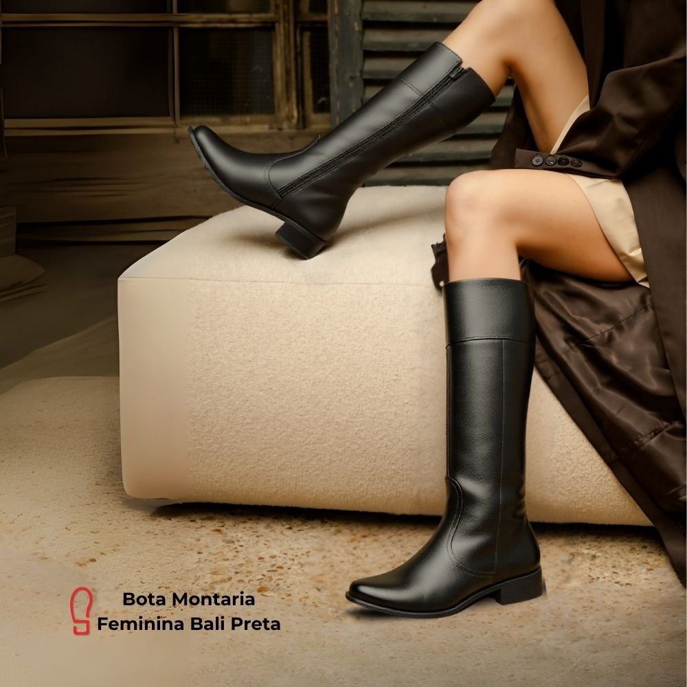 Bota Montaria Feminina Peccato Bali Preta Clube do Sapato de Franca Preto 7