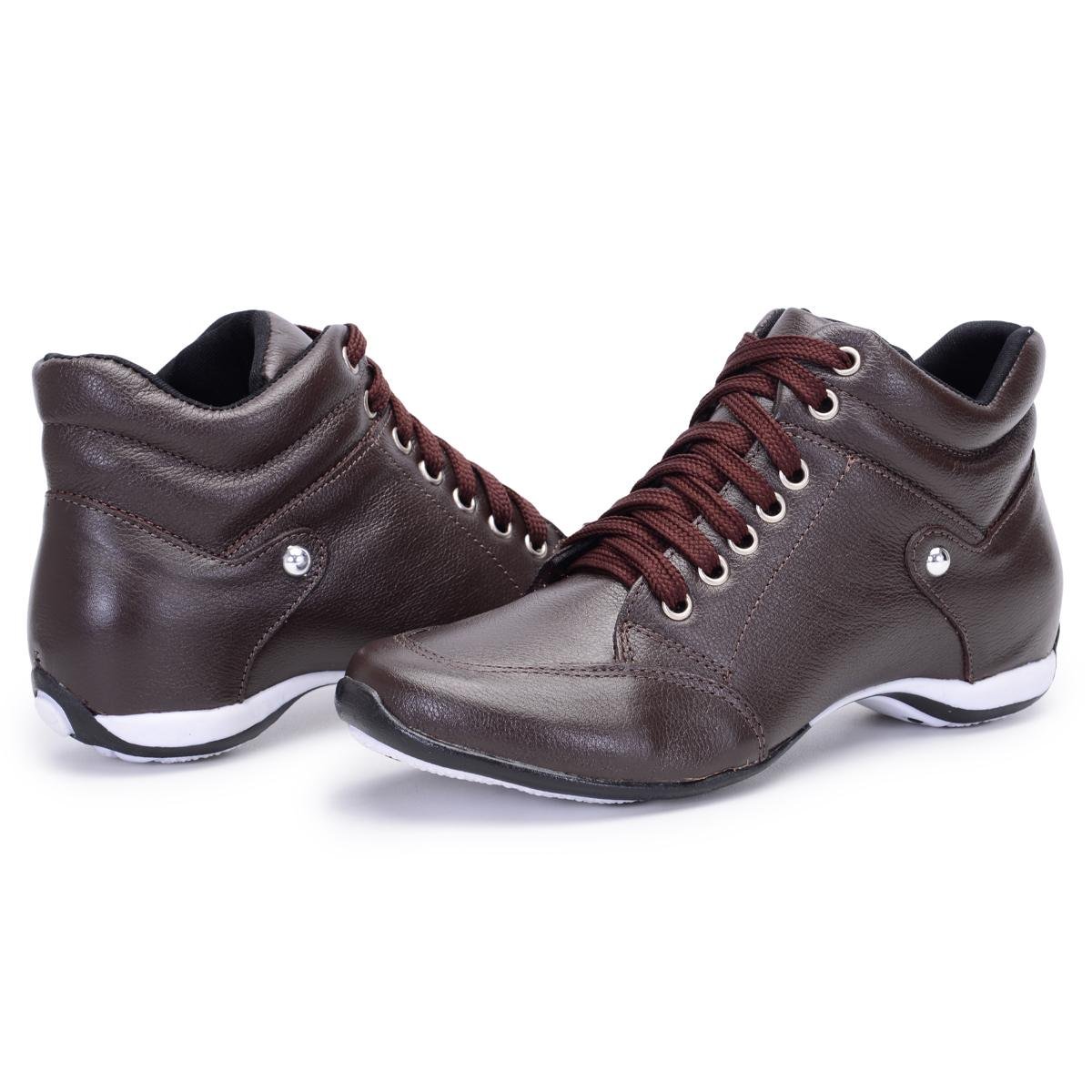 Bota Tênis Feminina Top Confort 1 Café Peccato Clube do Sapato de Franca Marrom 2