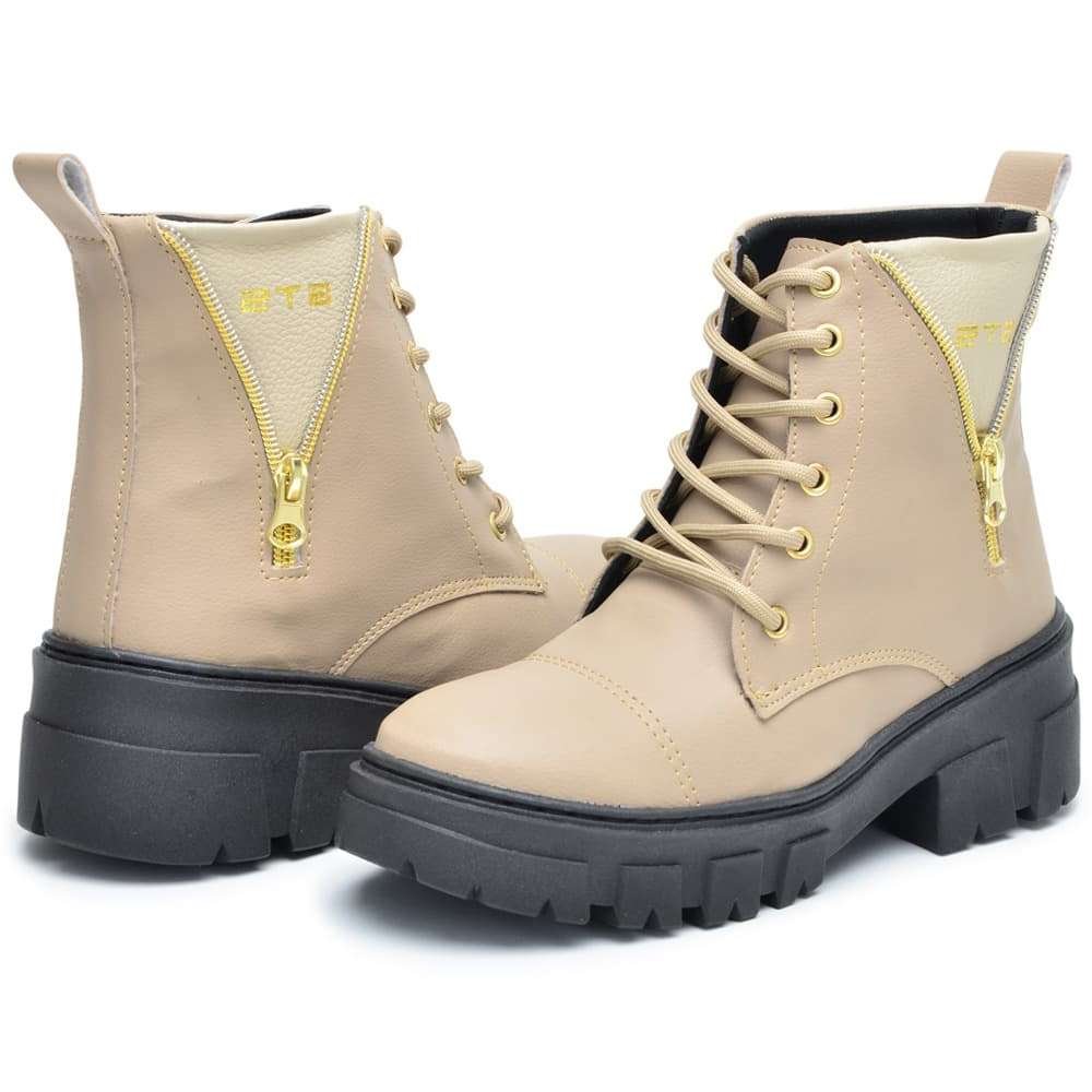 Coturno Militar Feminino Kiev Bege Peccato | Clube do Sapato de Franca Bege 2