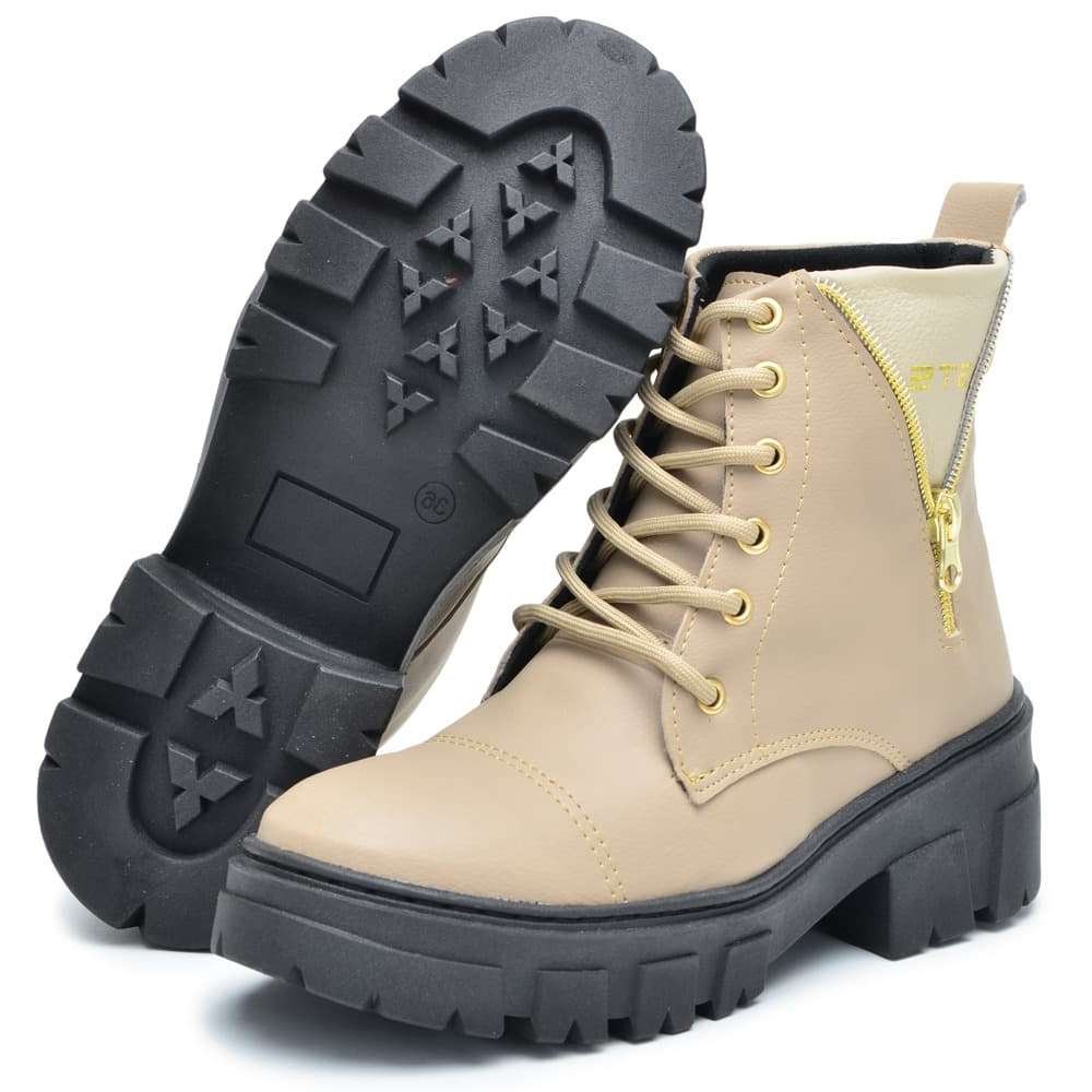 Coturno Militar Feminino Kiev Bege Peccato | Clube do Sapato de Franca Bege 5