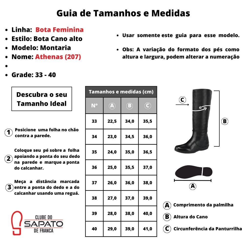Bota Cano Alto Feminina Peccato Athenas Preta Clube do Sapato de Franca Preto 6