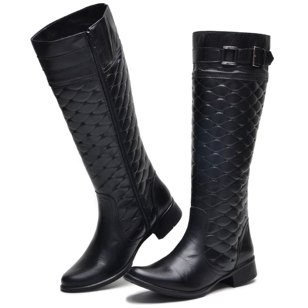 Bota Cano Alto Feminina Peccato Esparta Preta Clube do Sapato de Franca Preto 2