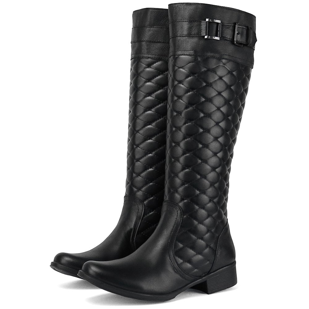 Bota Cano Alto Feminina Peccato Esparta Preta Clube do Sapato de Franca Preto 4