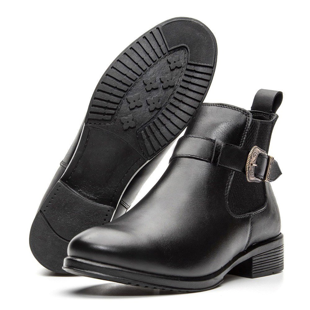 Bota Feminina em Couro Peccato 7391 Preta Clube do Sapato de Franca Preto 5