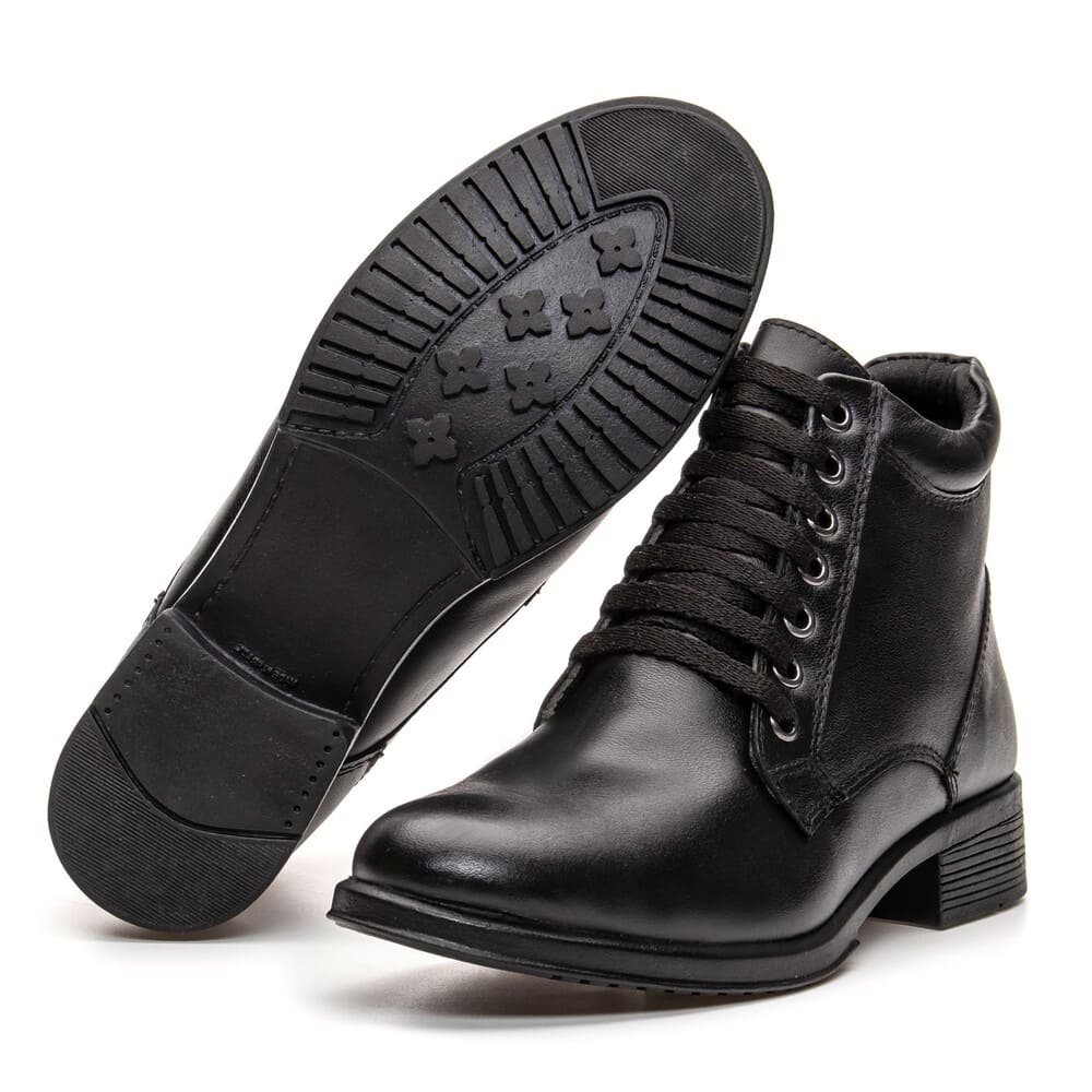 Bota Cano Baixo Feminina Downton Preta Peccato Clube do Sapato de Franca Preto 4