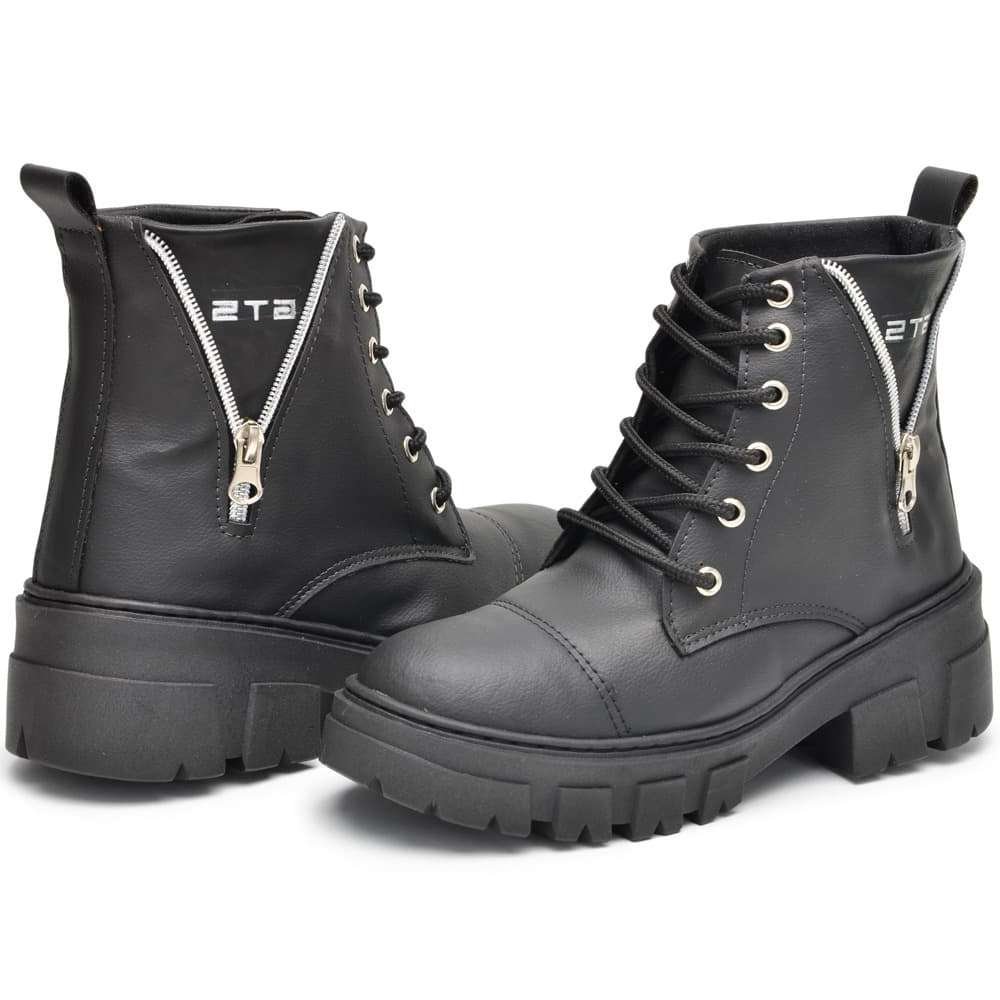 Bota Coturno Militar Kiev Preto Peccato | Clube do Sapato de Franca Preto 2