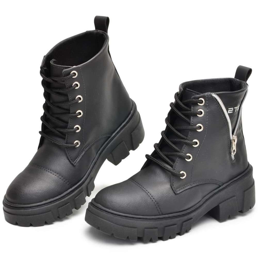 Bota Coturno Militar Kiev Preto Peccato | Clube do Sapato de Franca Preto 4