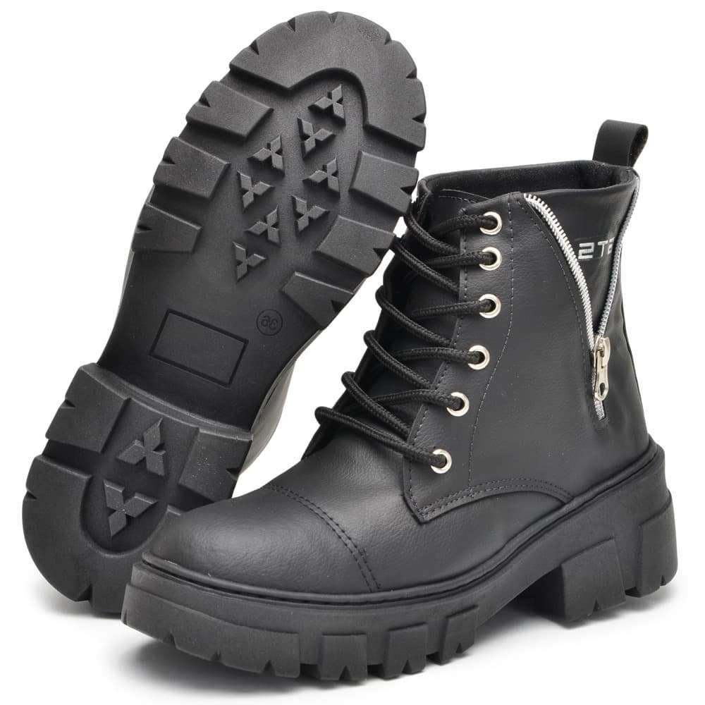 Bota Coturno Militar Kiev Preto Peccato | Clube do Sapato de Franca Preto 5