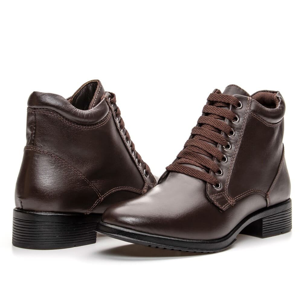 Bota Feminina de Cadarço Peccato Downton Café Clube do Sapato de Franca Marrom 3