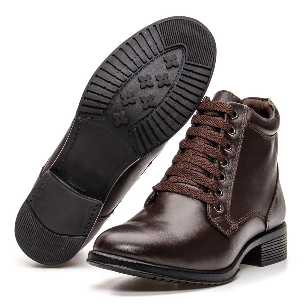 Bota Feminina de Cadarço Peccato Downton Café Clube do Sapato de Franca Marrom 4