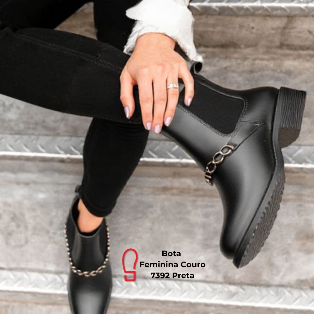 Bota Feminina Couro Peccato 7392 Preta Clube do Sapato de Franca Preto 7