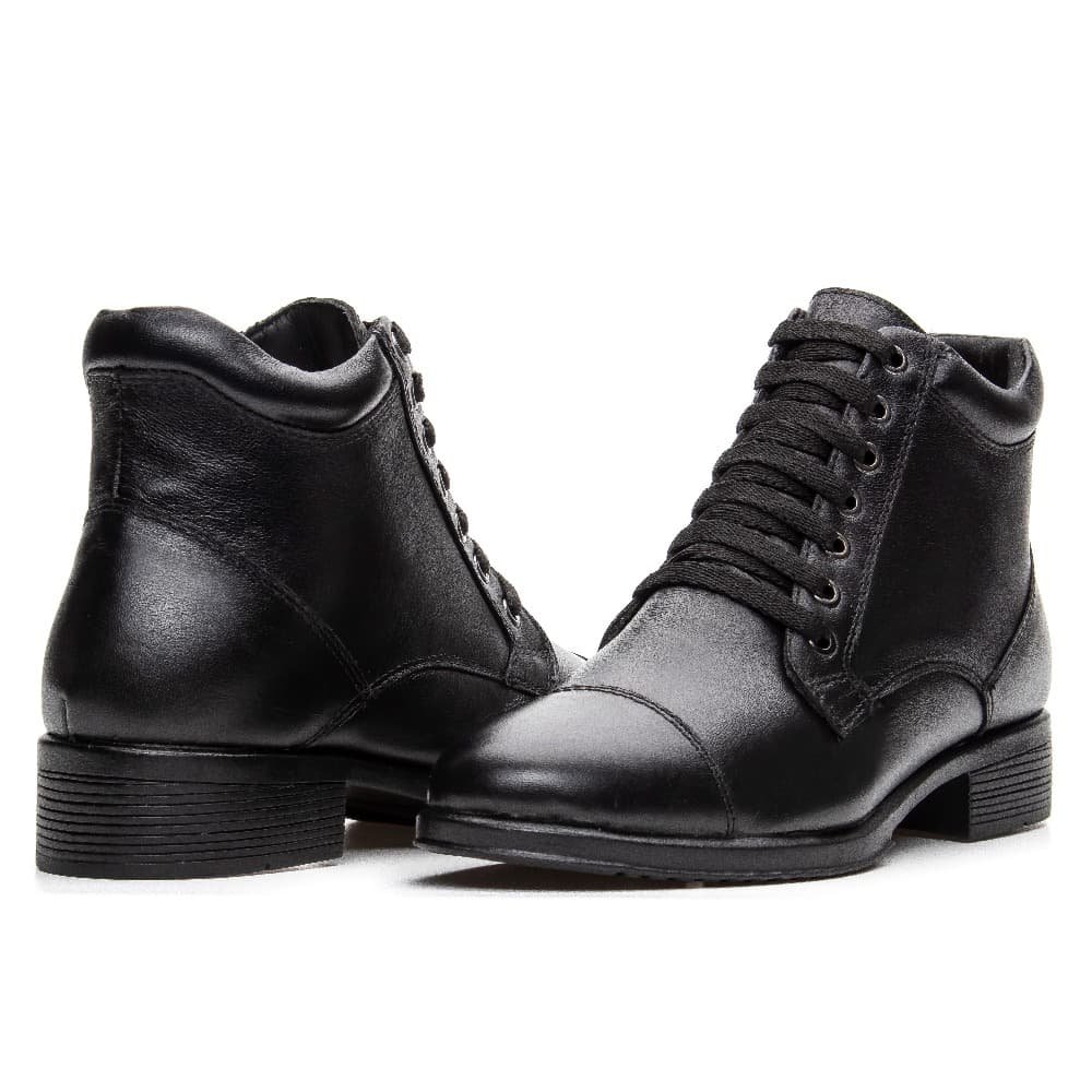 Bota Feminina Com Cadarço Bray Clube do Sapato de Franca Preto 3