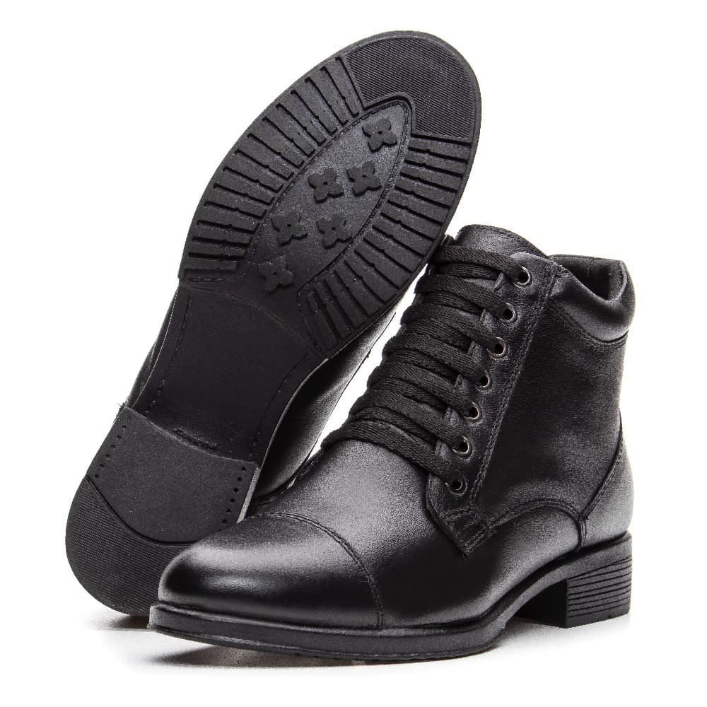 Bota Feminina Com Cadarço Bray Clube do Sapato de Franca Preto 4