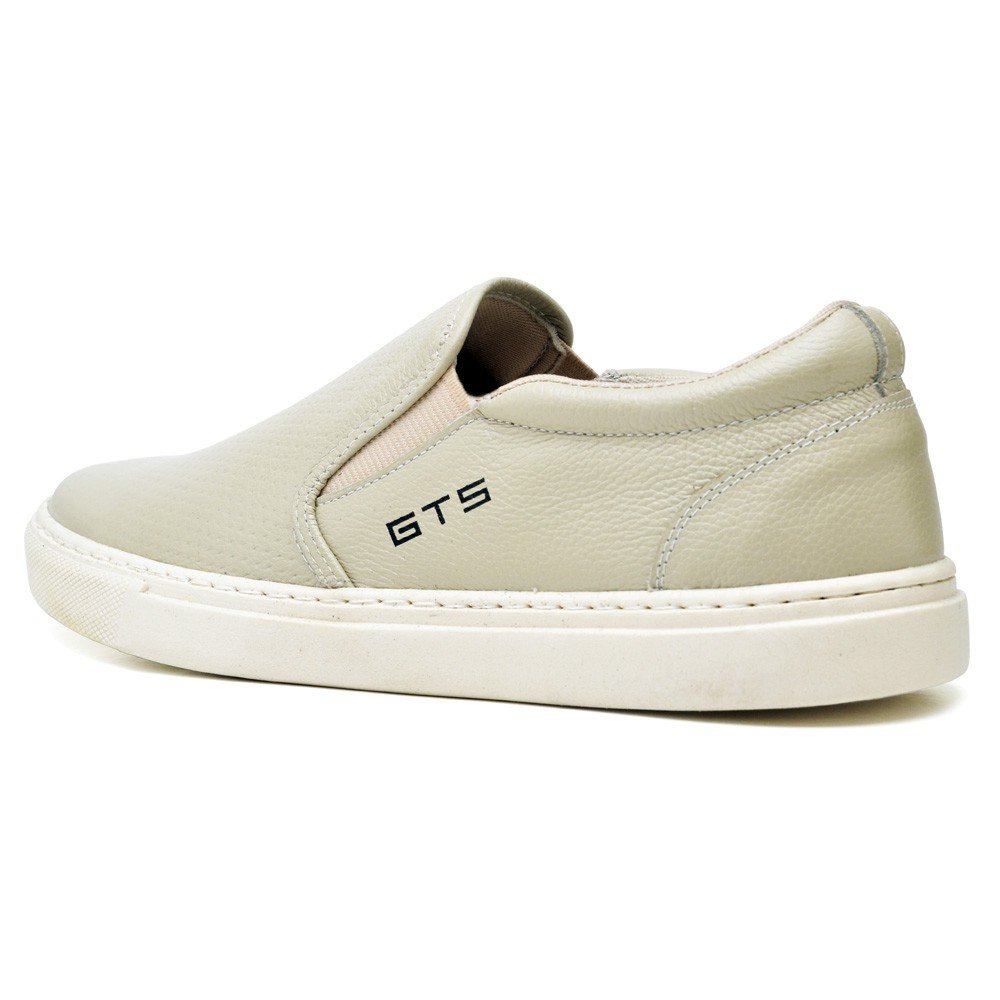 Slip On Couro Masculino Maritimo Bege Clube do Sapato de Franca Bege 3