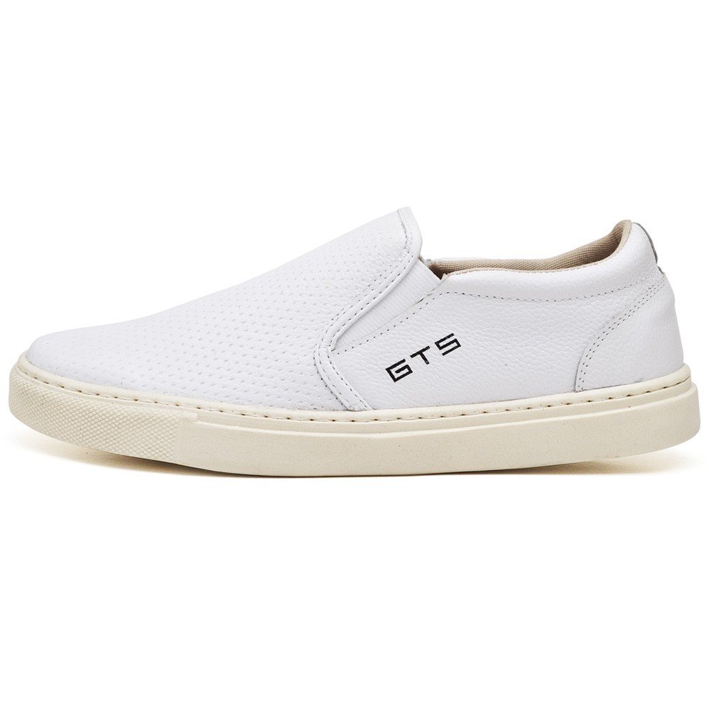 Slip On Branco Masculino de Couro Maritimo Clube do Sapato de Franca Branco 2