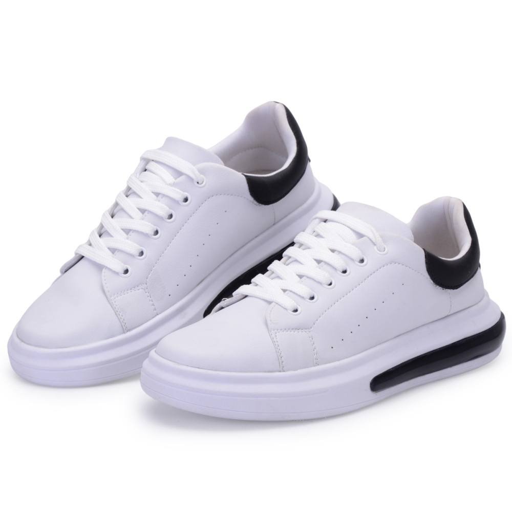 Tênis Masculino Confortável Impulse Air Branco e Preto Clube do Sapato de Franca Branco/Preto 2