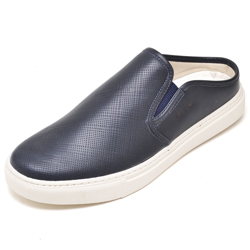 Mule Tenis de Couro Masculino Iate Marinho Clube do Sapato de Franca